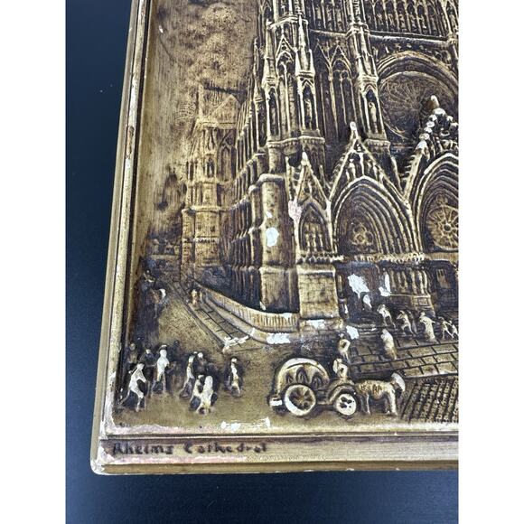Ivorex Osborne Plaque Rheims Cathedral Made In England VTG Stone - Picture 2 of 10